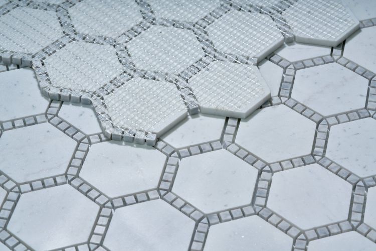 Hexagon Deco Milky White Honed 10.75 x 12.5